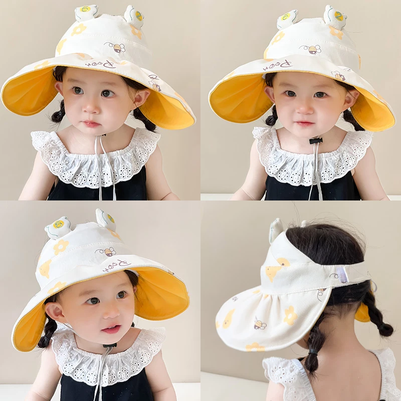 婴儿防晒夏季可爱宝宝空顶太阳帽薄款男童小孩女孩大檐遮阳帽子