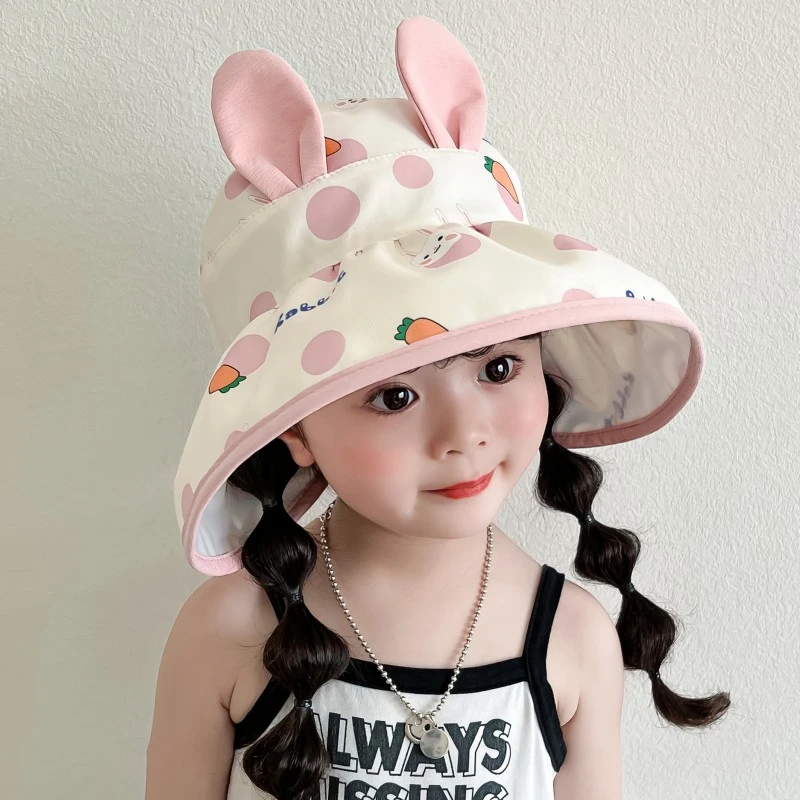 儿童防晒帽子夏季薄款女童可爱小孩遮阳帽宝宝防紫外线空顶太阳帽