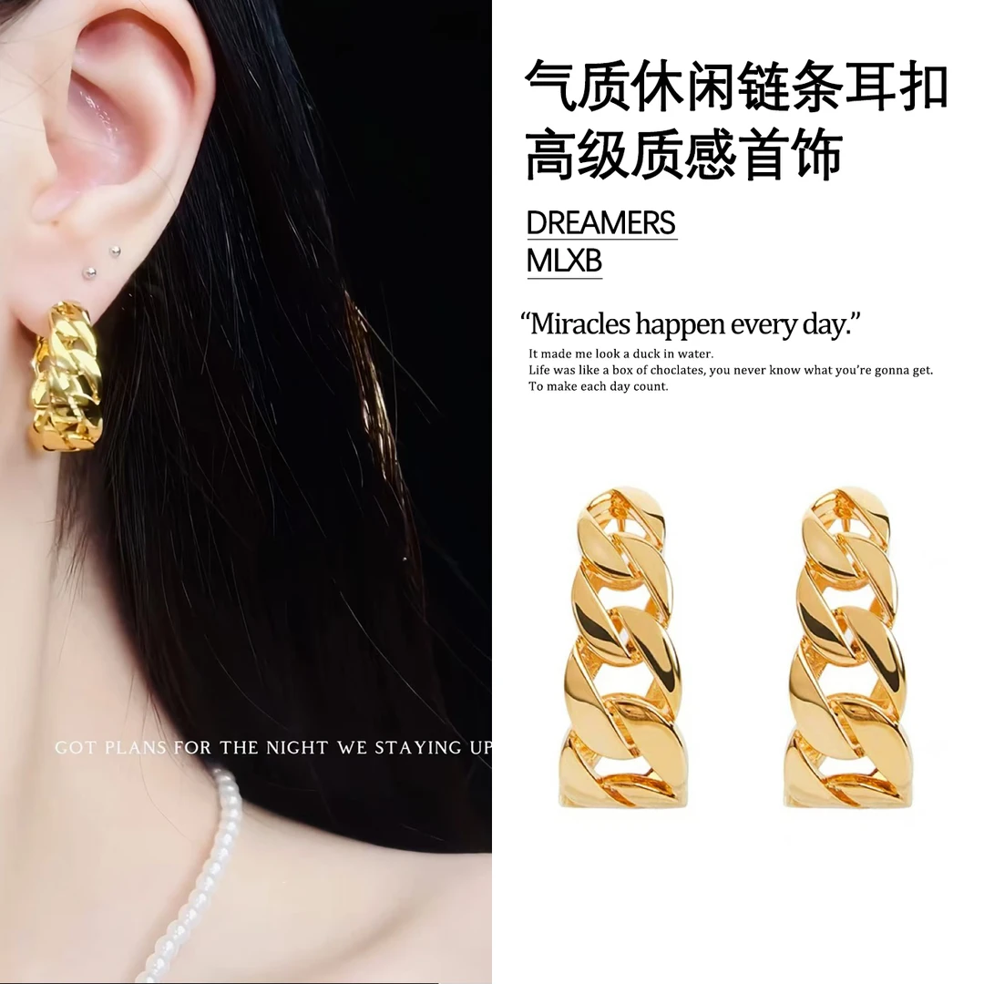 铜合金耳饰 a395 a396扭结麻花耳扣气质浅金色链条麻花耳扣15723