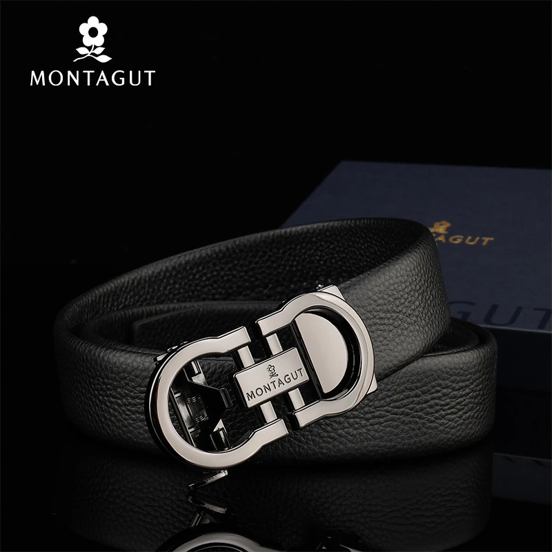 【给家里的男人一份温柔】梦特娇男士真牛皮皮带自动扣圆扣商务男款