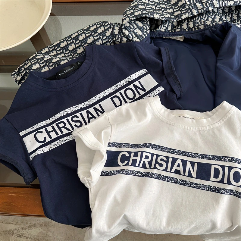 2024韩版儿童短袖新款T恤夏季男童女童潮印花棉质宝宝字母上衣