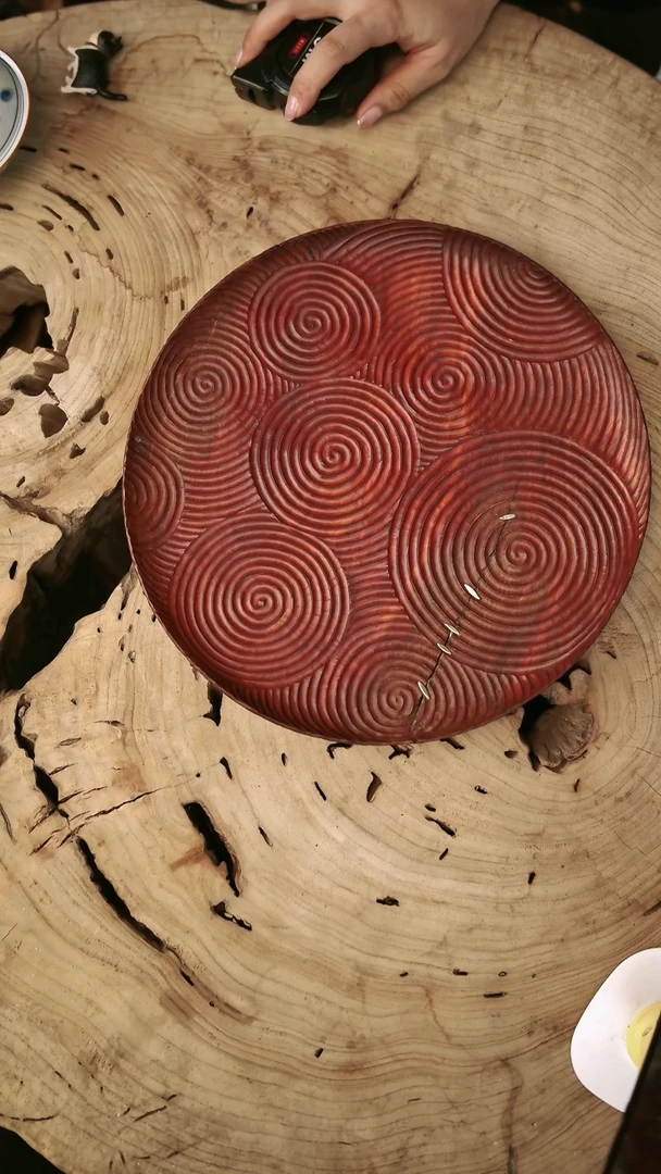 【闪购商品】交趾黄檀（大红酸枝）大旋涡盘