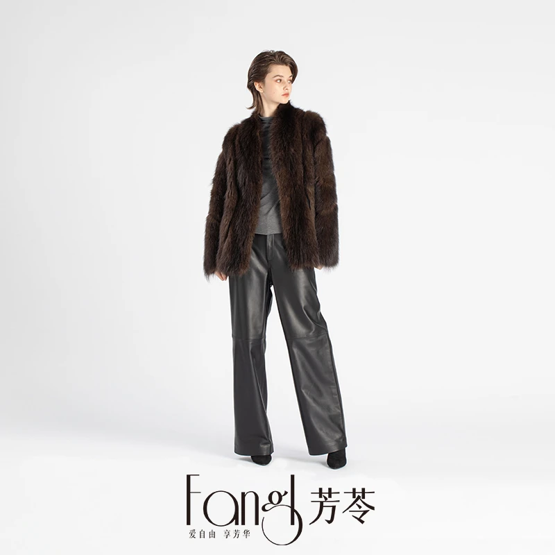 【芳苓】北美复古皮草外套北美袋貂中古风皮草大衣