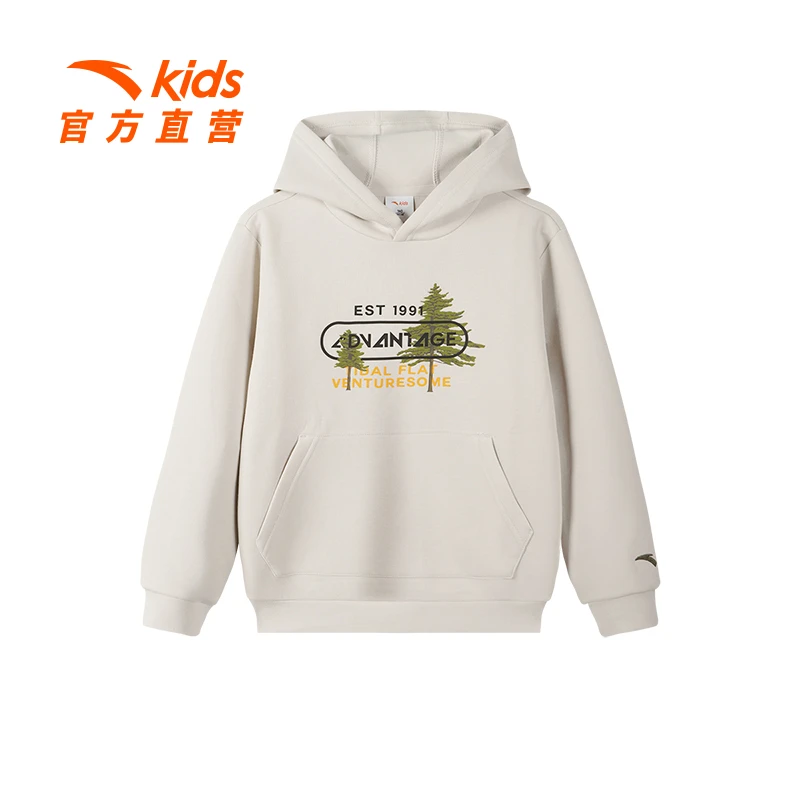 安踏儿童新款卫衣纯色印花针织衫运动圆领卫衣352416705