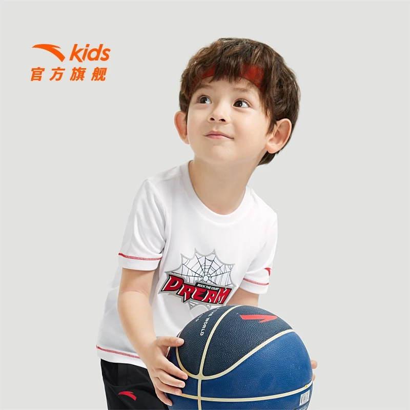 儿童男小童针织短袖衫2025新款透气亲肤速干运动篮球衣潮