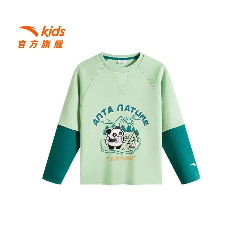 安踏儿童男小童套头衫2025冬季新款舒适柔软亲肤男童运动休闲卫衣