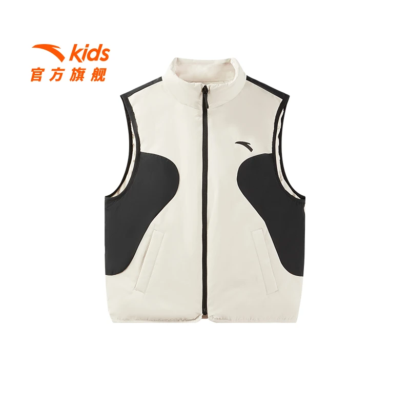 安踏儿童男大童2025冬季新款轻薄羽时尚御寒防风保暖羽绒马甲百搭