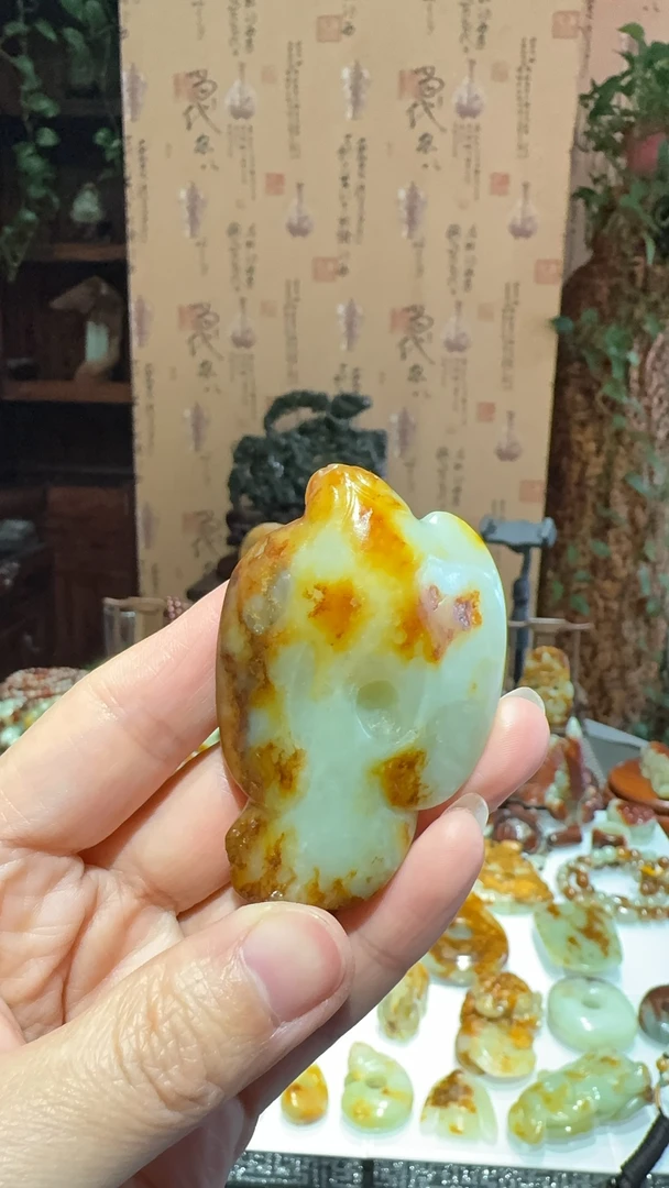 河磨玉仿古鸟手把件