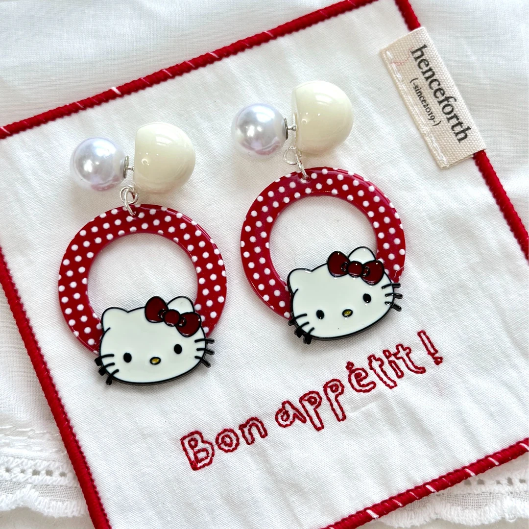 非金属树脂耳饰 韩版定制原创设计可爱风爱心HelloKT耳环 ES22