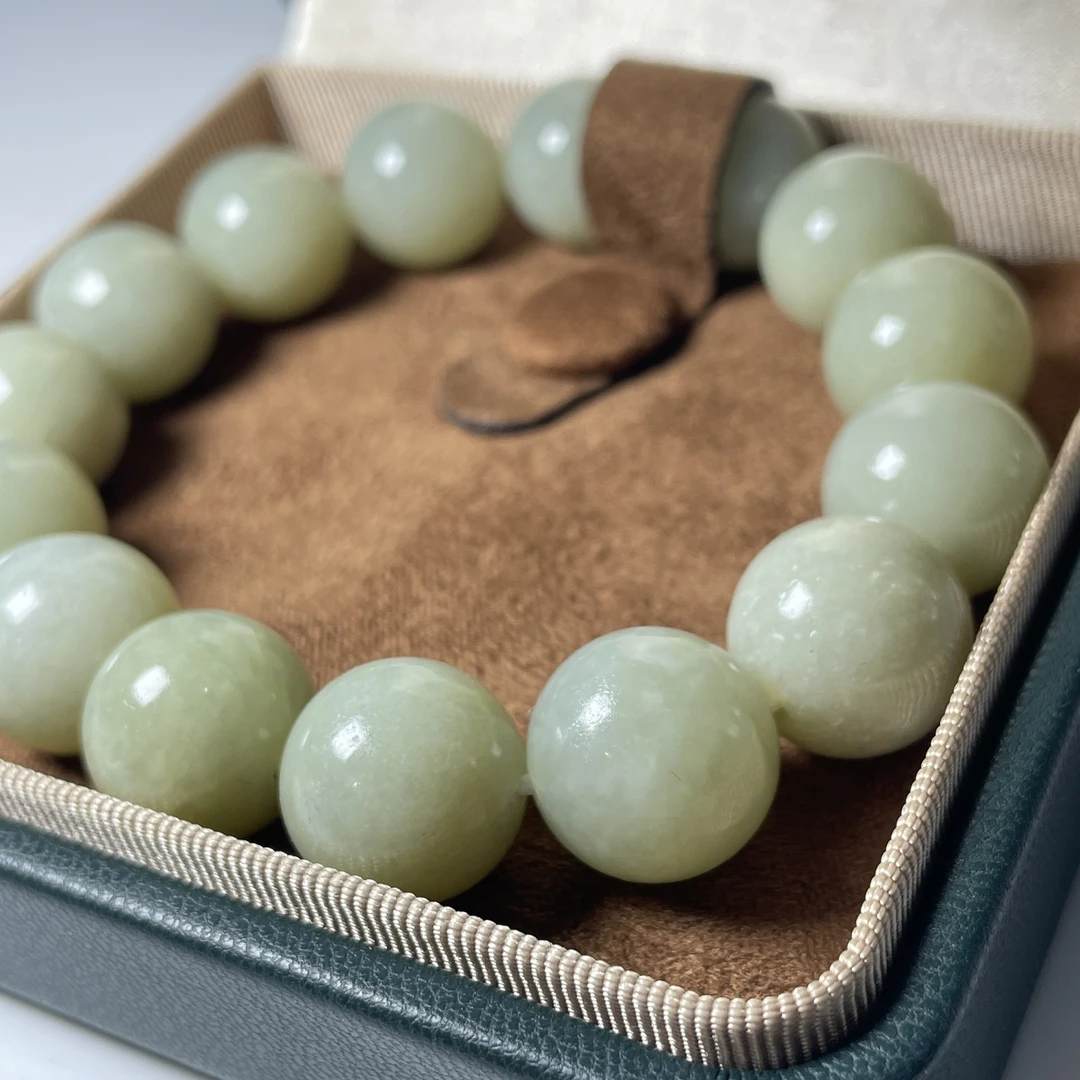 天然和田玉 且末青白卡14手串 H228 多样性发货拍一发一