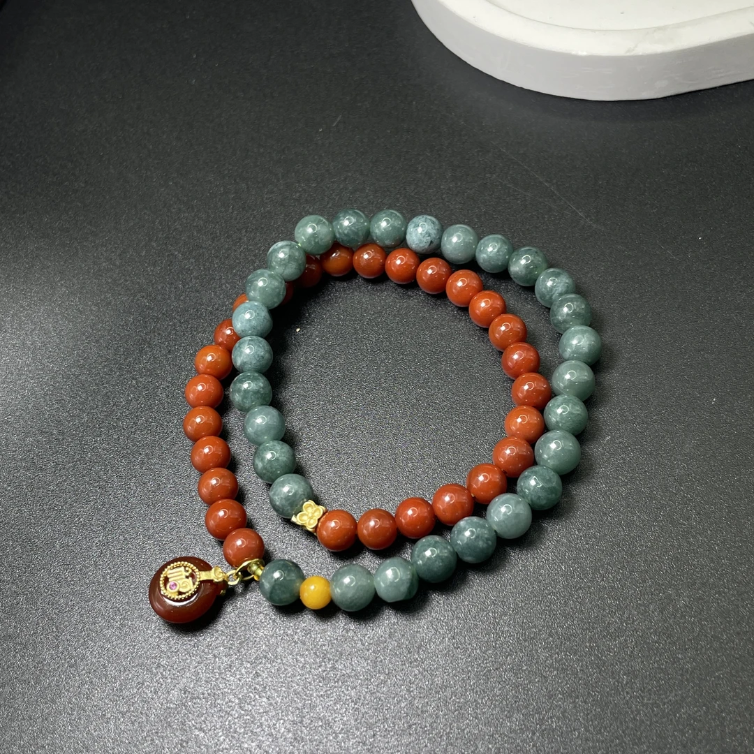 天然玉石 翡翠双圈 小福牌 F109(多样性发货，拍一发一）