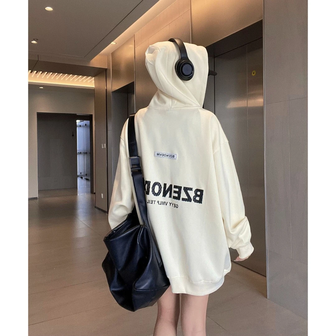 拉链开衫美式复古连帽卫衣外套女春秋2024新款高级感oversize上衣