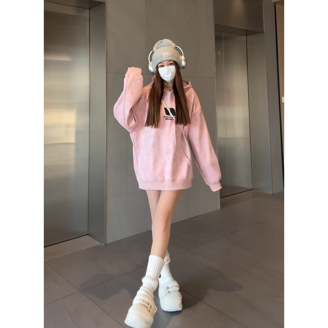 欧货扎染工艺2025新款春季韩版宽松慵懒风外套设计感连帽卫衣女