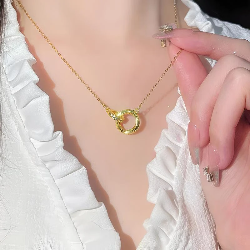 钛钢项链 莫比乌斯项链气质轻奢时尚百搭小众简约环环相扣坠链