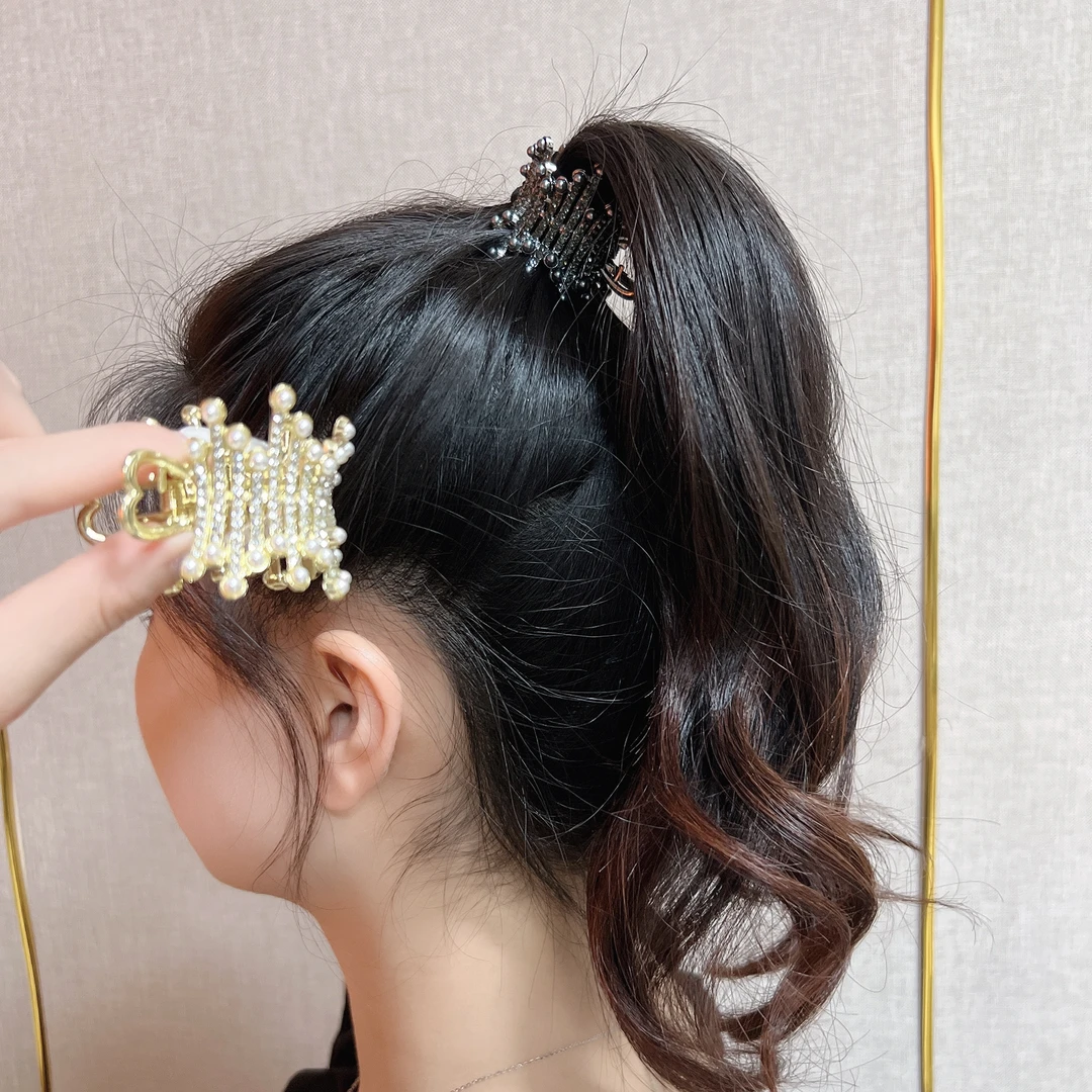 锌合金玻璃发饰 C4 夏天高马尾抓夹固定神器轻奢闪钻气质马尾夹