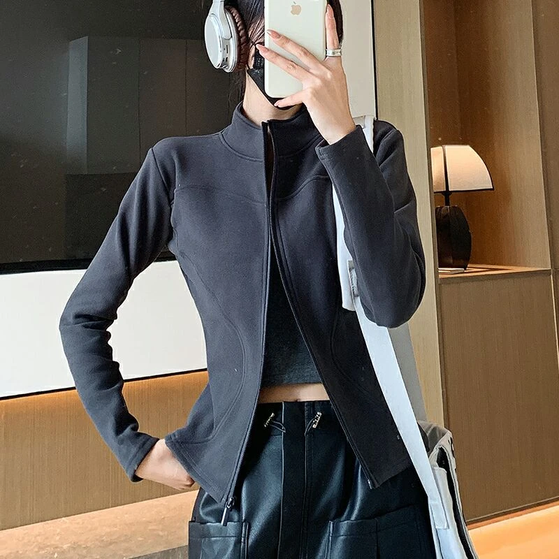 【阿芝专属】外套加厚运动瑜伽显瘦立领羊毛内搭新款外穿上衣桑蚕丝