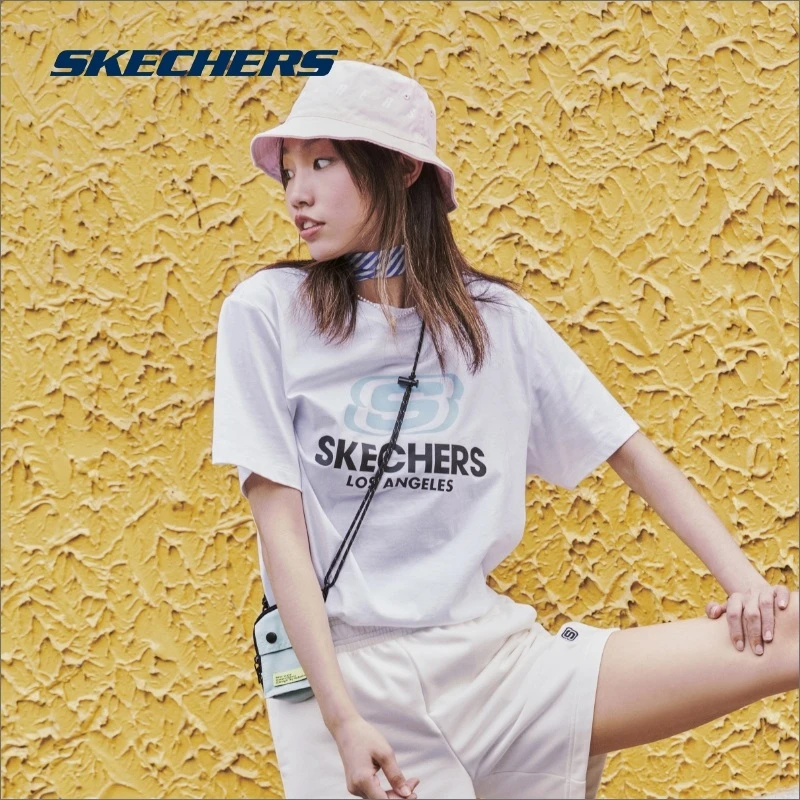 Skechers斯凯奇T恤男女同款大LOGO夏季休闲圆领宽松短袖L121U173