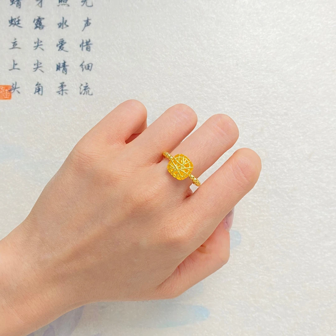 足银戒指 方糖开口戒指时尚百搭方糖足银戒指轻奢礼物