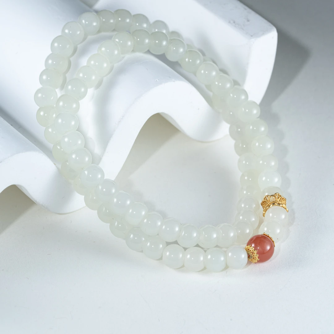 梦之语和田玉手串时尚双圈珠串 搭配 节日送礼 新中式款