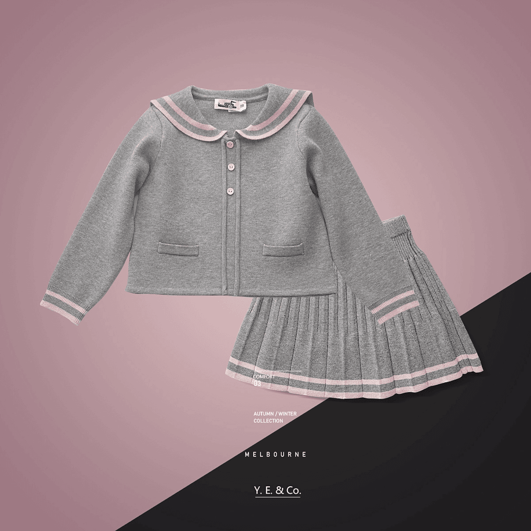 Y.E & Co女童学院风制服百褶裙秋冬女孩女宝套装YEC408009（A9）