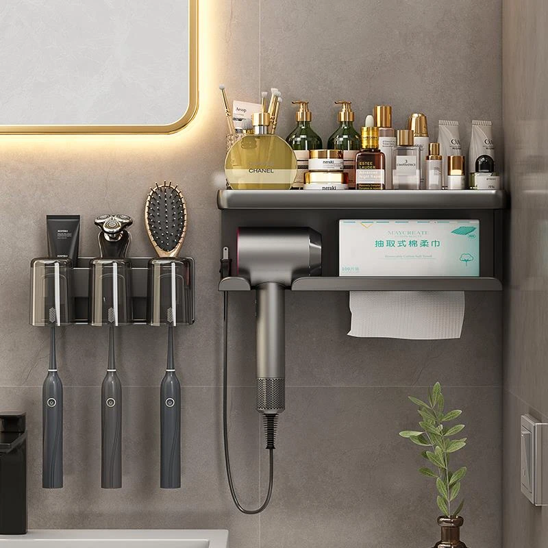 日本进口MUJIE架免打孔卫生间洗漱台浴室戴森电吹风挂架牙刷支架