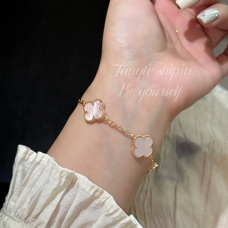 铜合金手链 四叶草纯色手链简约精致高级气质FS1028经典双面