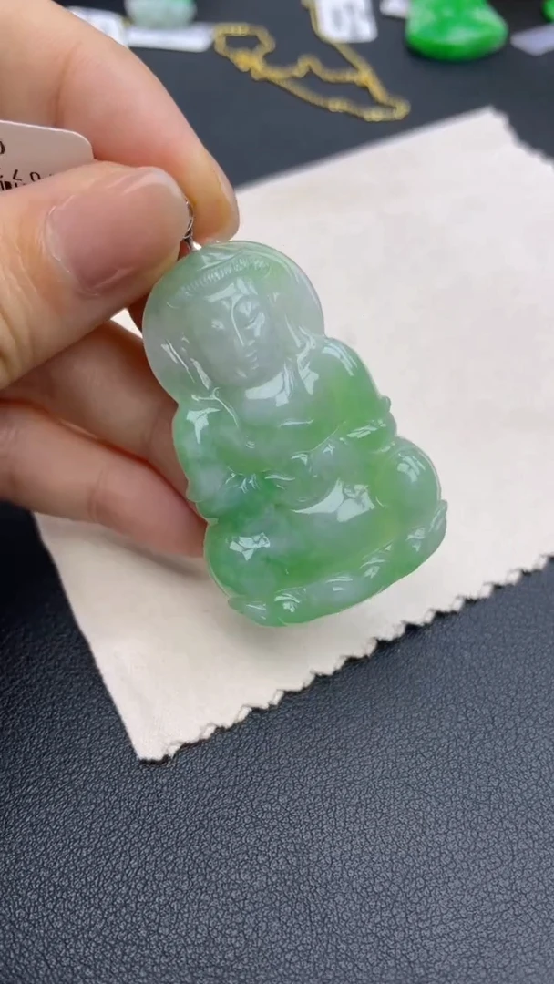 【闪购商品】翡翠颈饰18K金镶嵌天然缅甸A货翡翠 包邮