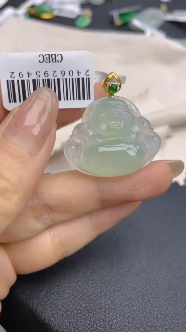 【闪购商品】翡翠颈饰18K金镶嵌天然缅甸A货翡翠 包邮
