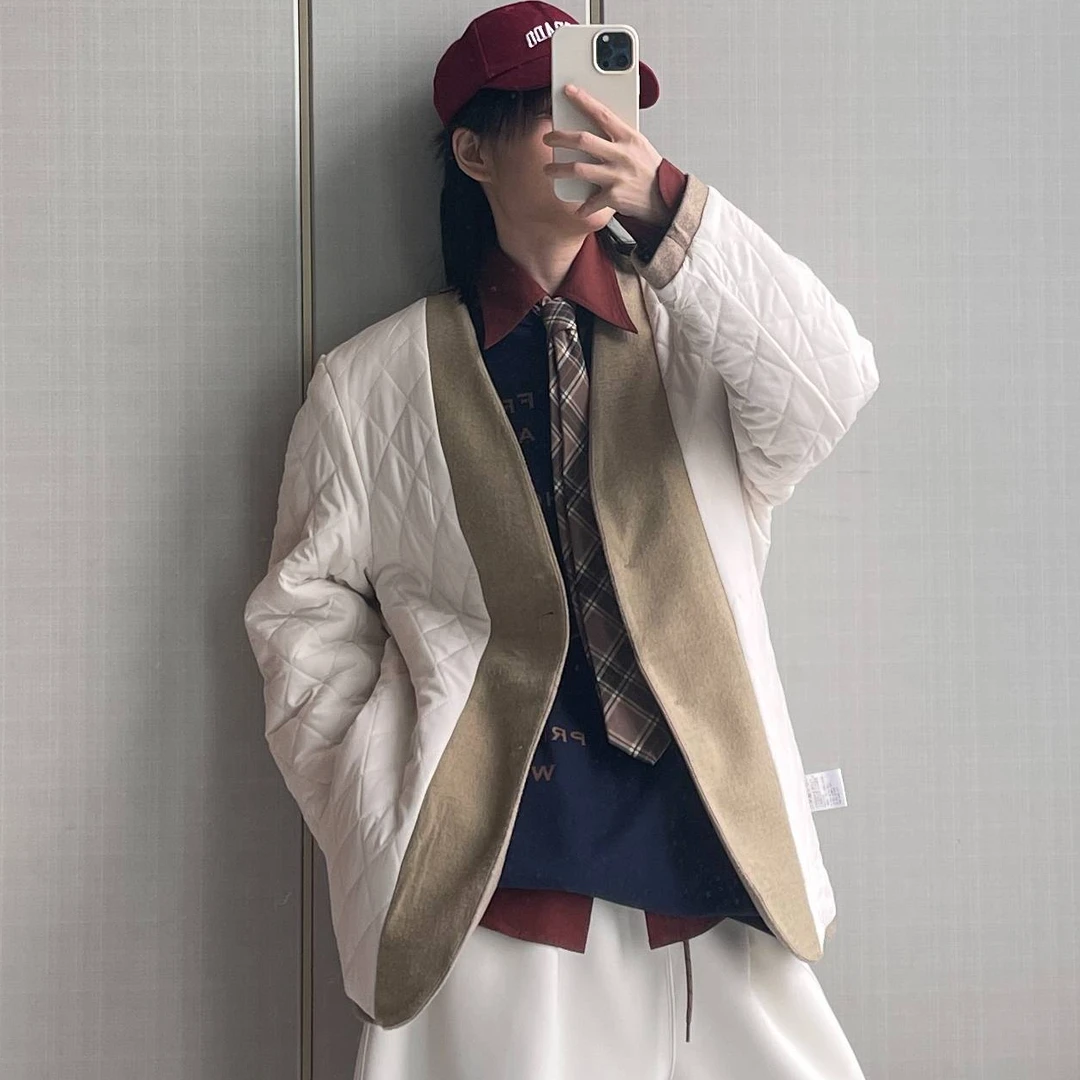 简约卡其色夹棉西服