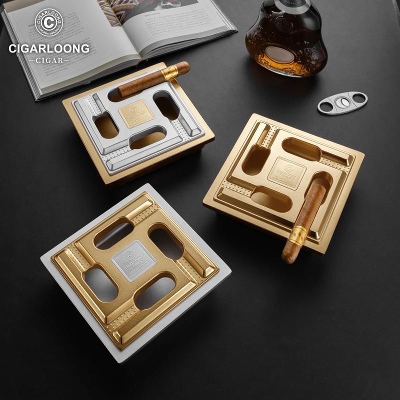 茄龙雪茄烟灰缸大口径不锈钢4槽烟灰缸防飞灰雪茄专用烟缸CL-2022