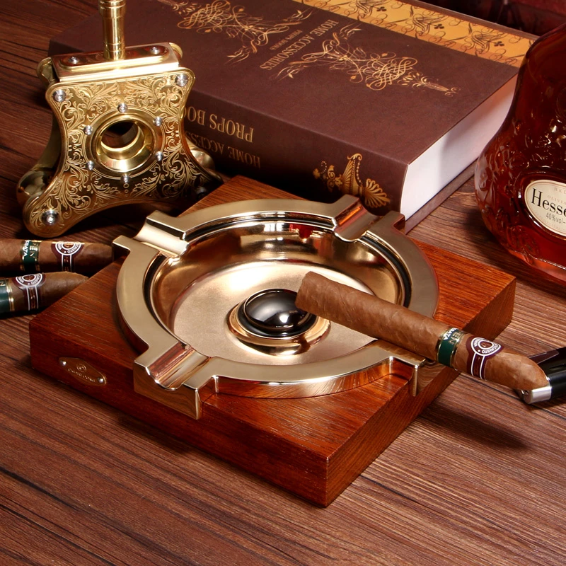 CIGARLOONG茄龍雪茄烟灰缸创意镀金烟槽大号不锈钢烟灰缸灭烟器