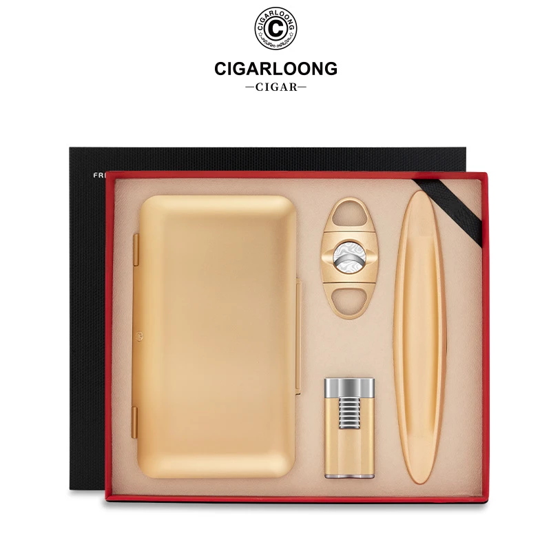 茄龙雪茄烟具套装好用精密经典四件套磨砂铝合金CLT-23LL