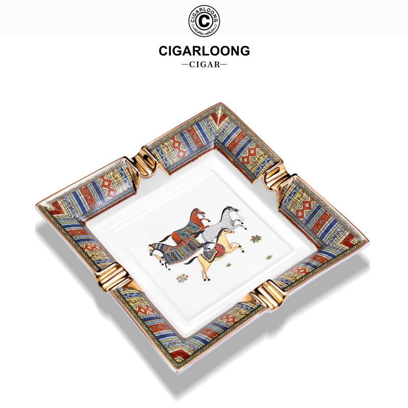 CIGARLOONG茄龙雪茄烟灰缸便携多口径烟槽创意个性陶瓷烟灰缸