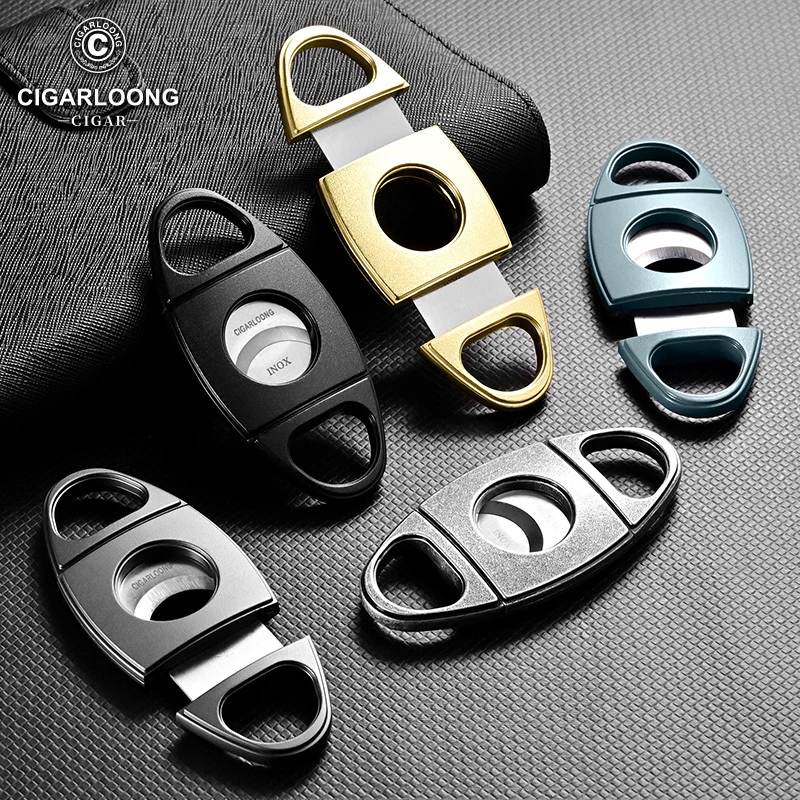 CIGARLOONG茄龙雪茄剪磨砂锋利不锈钢双刃便携式雪茄开孔器CL-J66