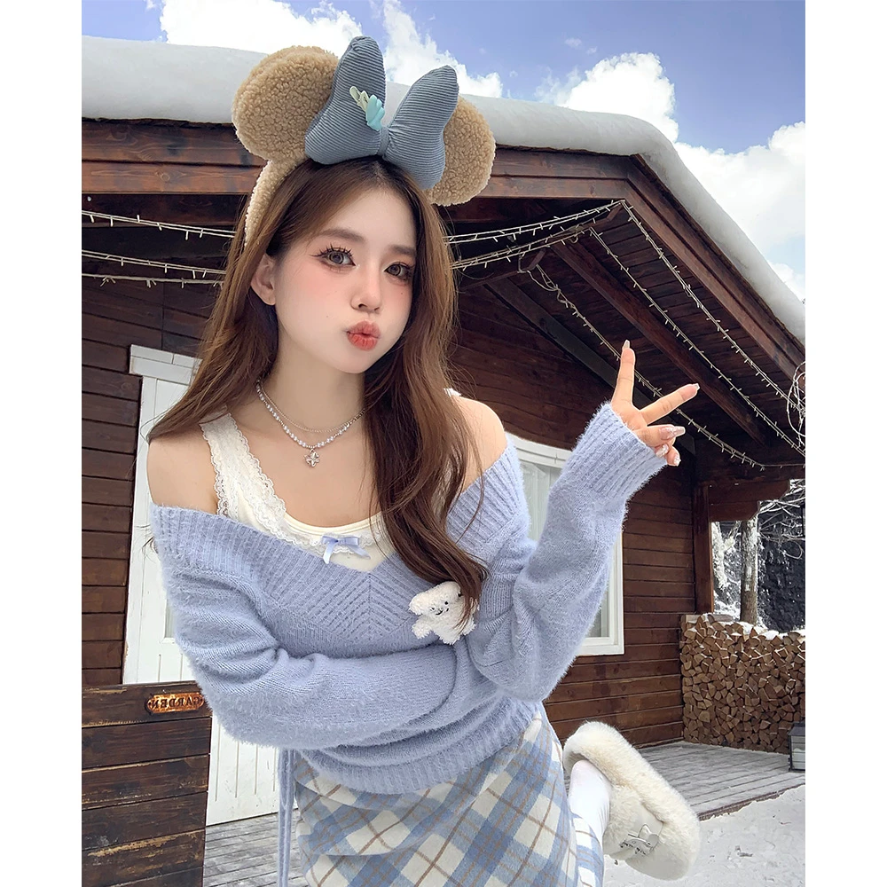 椰奶少女吊带 织物猪原创 秋冬软糯蕾丝嗲嗲千金感纯欲氛围