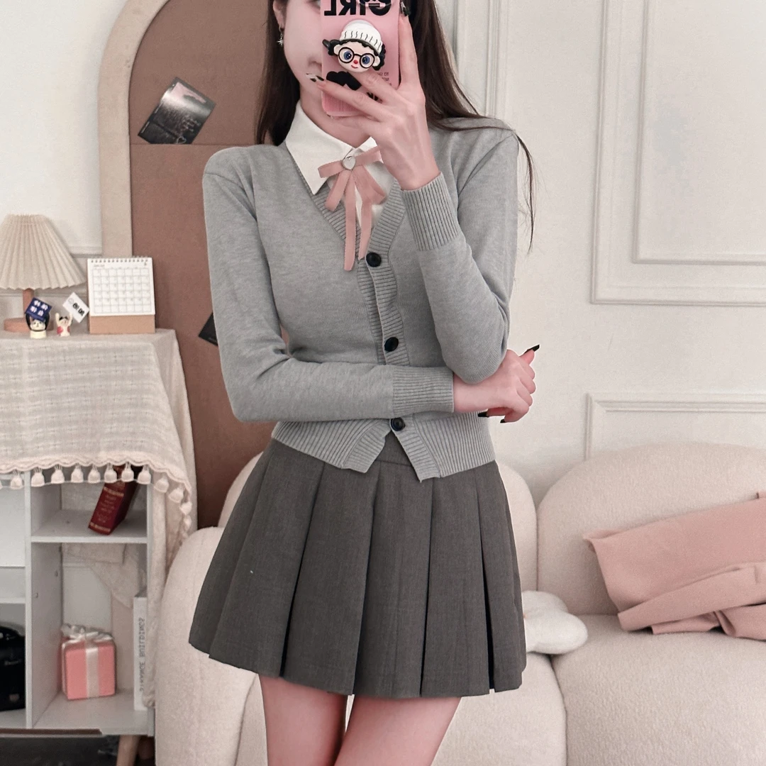 桃桃奶酪 织物猪原创 美式复古学院风收腰显瘦甜美气质JK制服COS