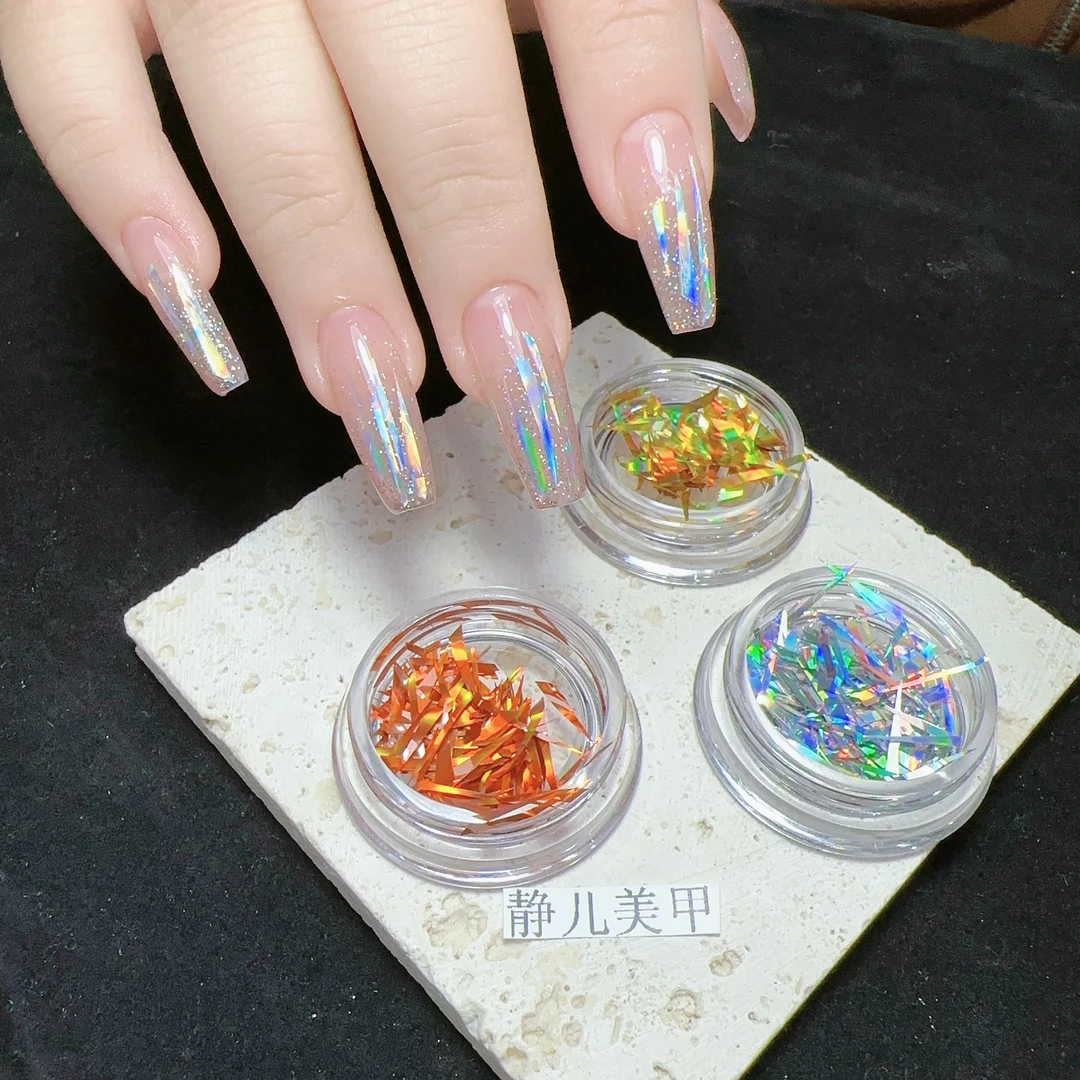 静儿美甲网红新款不规则玻璃纸纯手工（量不均匀介意勿拍）