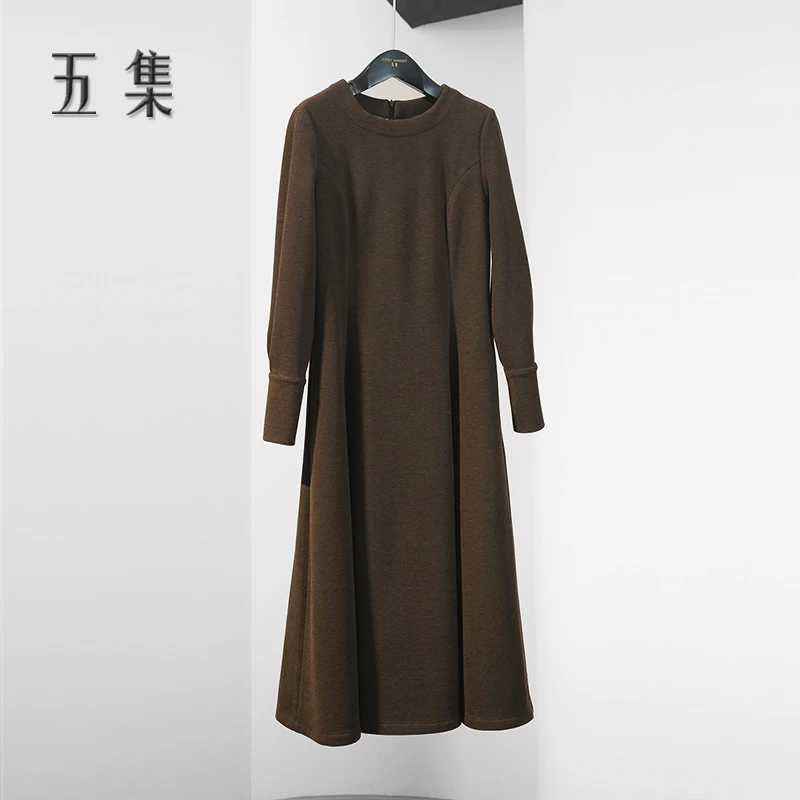 五集 山涧鹿鸣 设计师春季新品小众圆领A版收腰连衣裙女S4700