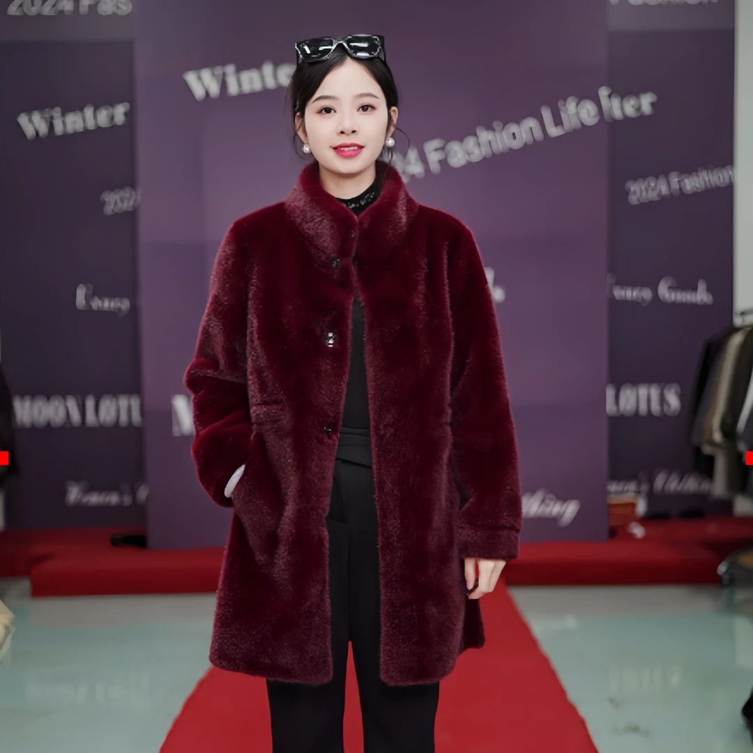 1089【小燕专属】时尚百搭洋气气质冬季休闲皮毛一体显瘦上衣女外套