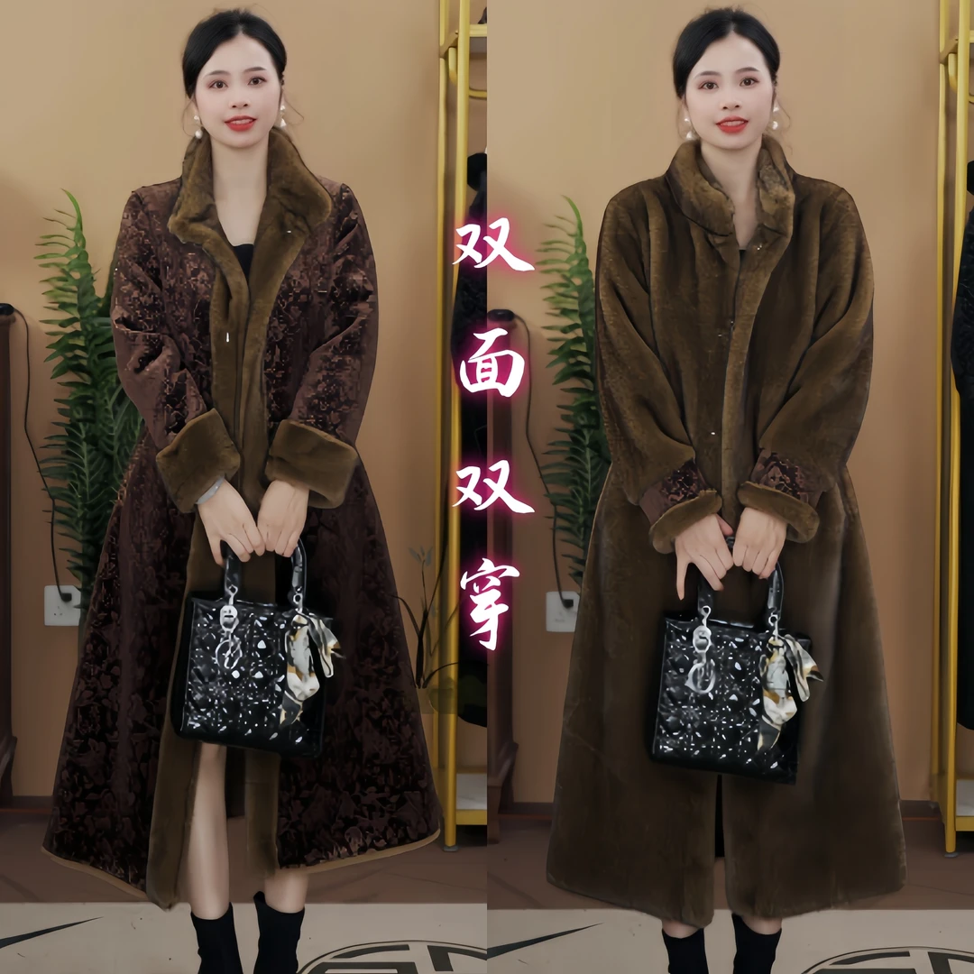 【章老板专属】2024海宁冬季高端显瘦双面穿水貂长款外套9135