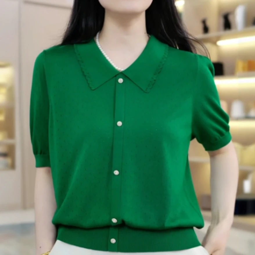 【100%莱赛尔天丝】时尚显瘦上衣POLO衫气质百搭夏季宽松正肩T恤