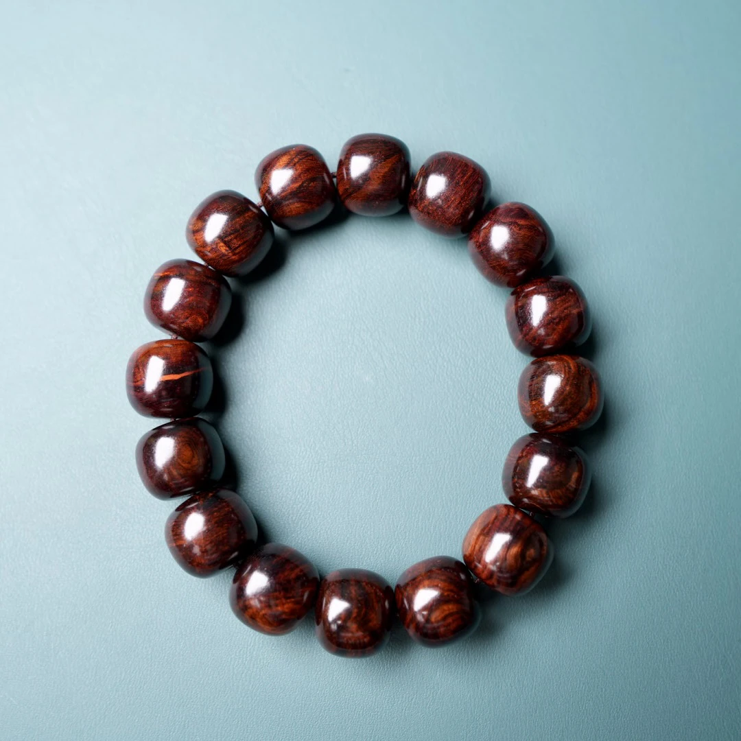 海南黄花梨帝王紫水波纹13/14老型珠文玩手串（多样性，发一）