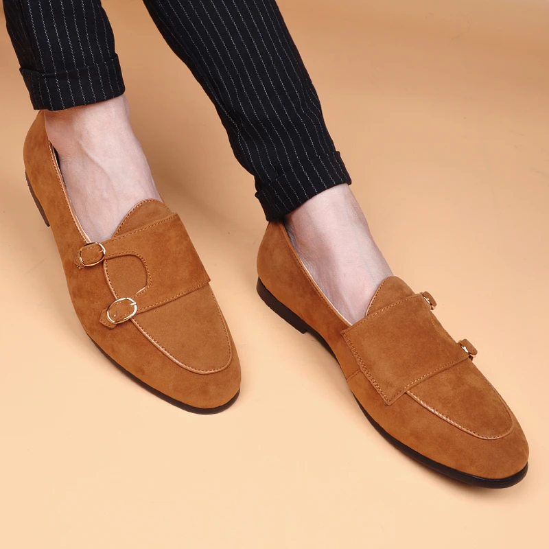 男士真皮反绒休闲皮鞋百搭韩版潮流透气内增高磨砂潮鞋透气豆豆鞋