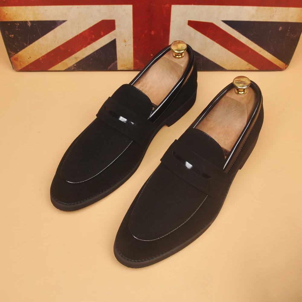 男款一脚蹬商务休闲真皮皮鞋乐福鞋时尚潮流磨砂皮发型师潮鞋男鞋