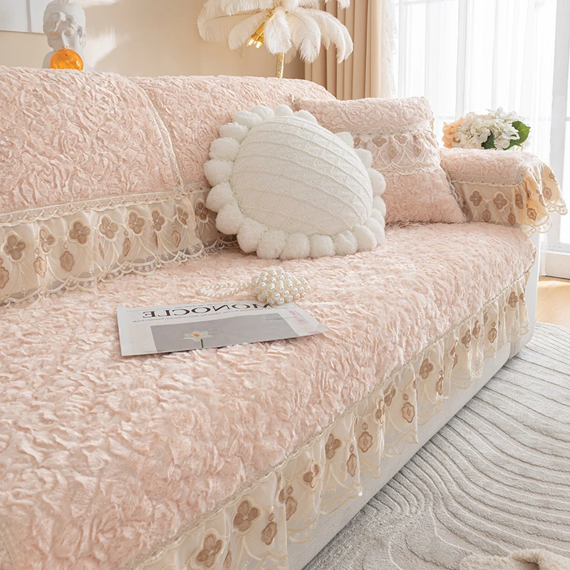 （瑰园）沙发垫冬季短毛绒沙发套罩全包加厚防滑靠背扶手巾坐垫盖布