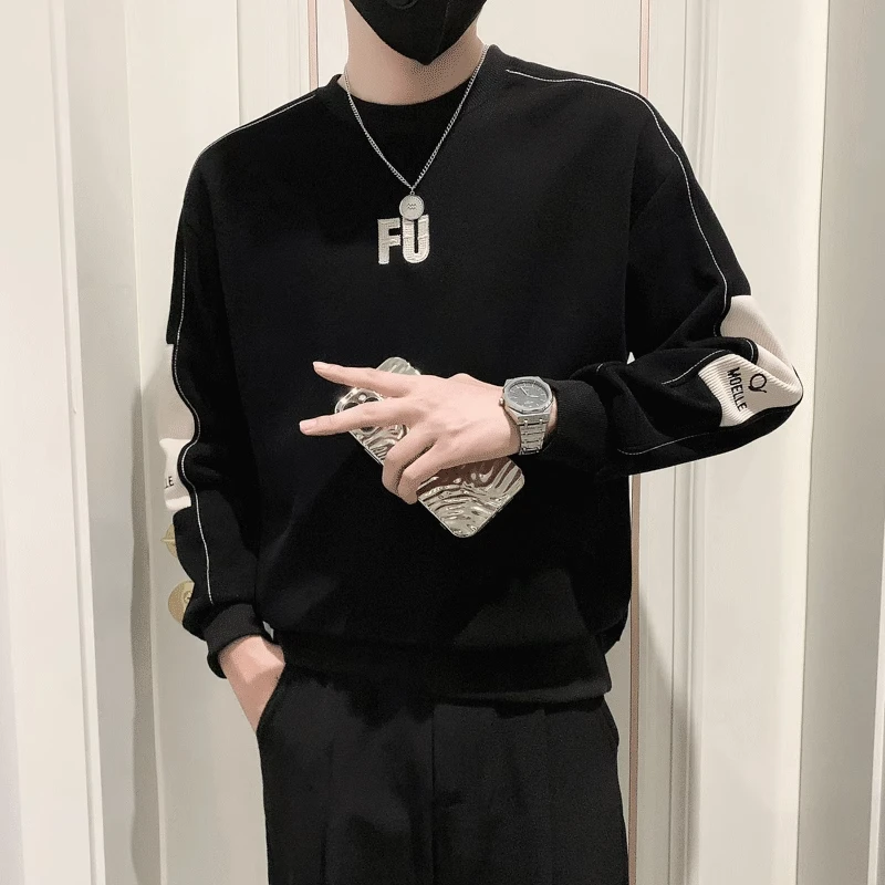 2023男士秋装新款上衣内搭高级感卫衣春秋圆领痞帅长袖套头打底衫