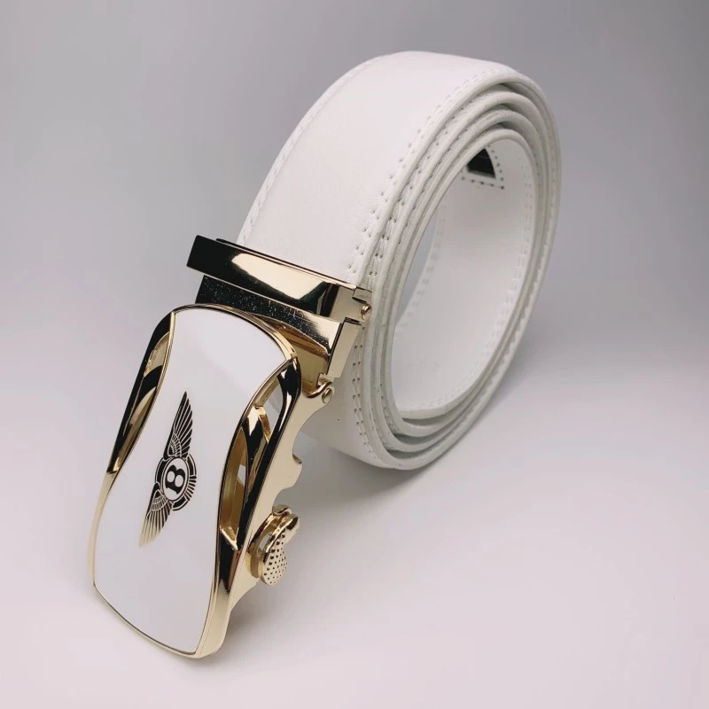 夏季白色皮带自动扣腰带洋气潮流年轻人新款青年发型师裤带时尚