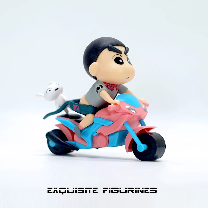 蜡笔小新机车小新手办小摩托小新轮胎可动动漫模型车载摆件