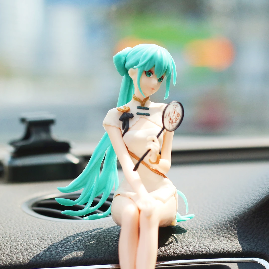 韶华初音未来手办车载摆件汽车中控台美少女装饰古典创意玩偶