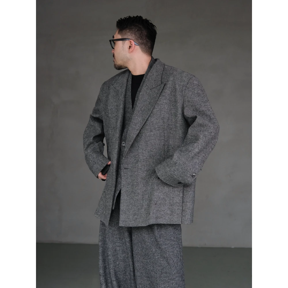 XUMA 秋冬【绅士西装】定制款羊毛混纺阔版西服套装戗驳领西装